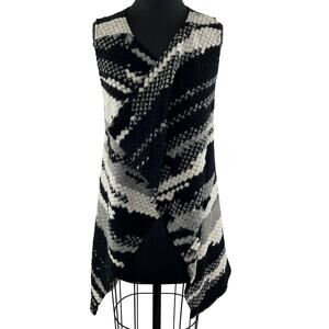 Anthropologie Guest Editor Black White Sleeveless Wool Blend Drape Cardigan S